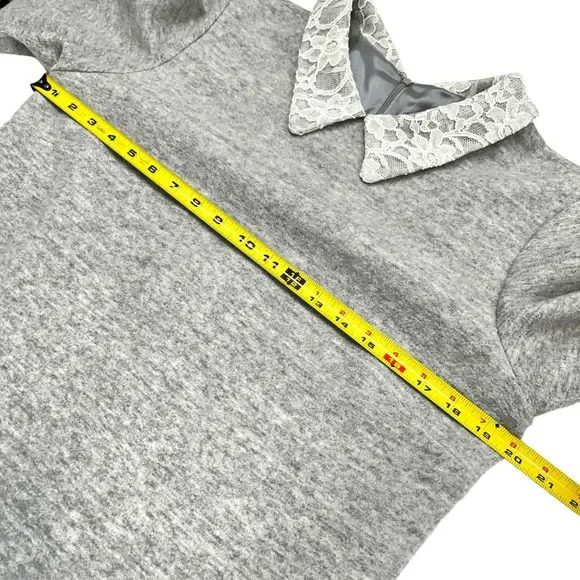 Anthropologie Leonor Silva Etain Dress Gray 3/4 Sleeves Lace Collar Women Large - Picture 13 of 16